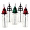 Big Dot of Happiness Holiday Plaid Trees - Paper Straw Decor - Buffalo Plaid Christmas Party Striped Decorative Straws - Set of 24